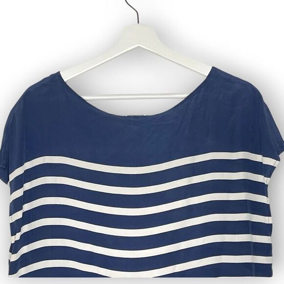 Joie Silk Navy White Striped Sailor Shirt Top Blouse Women’s Size Small - Picture 6 of 12